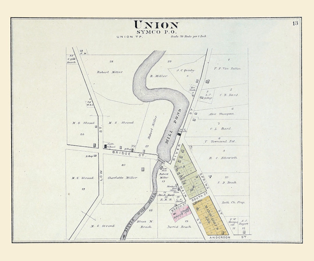1889 Town Map of Union Waupaca County Wisconsin Etsy