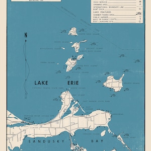 Carte de 1960 de la région de l'île du lac Érié et de la baie Sandusky (Ohio)