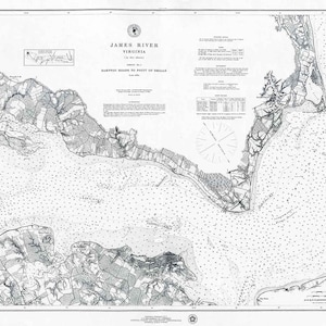 1882 Nautical Map of James River Virginia