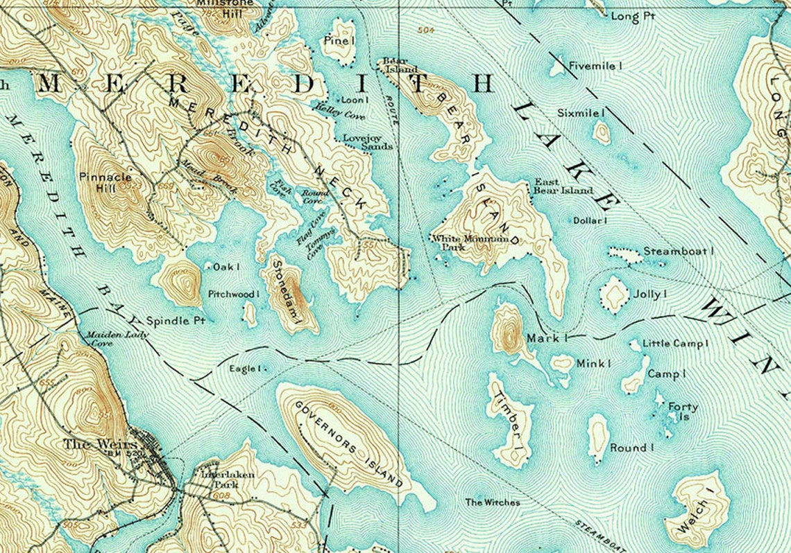 1909 Map of Lake Winnipesaukee New Hampshire | Etsy