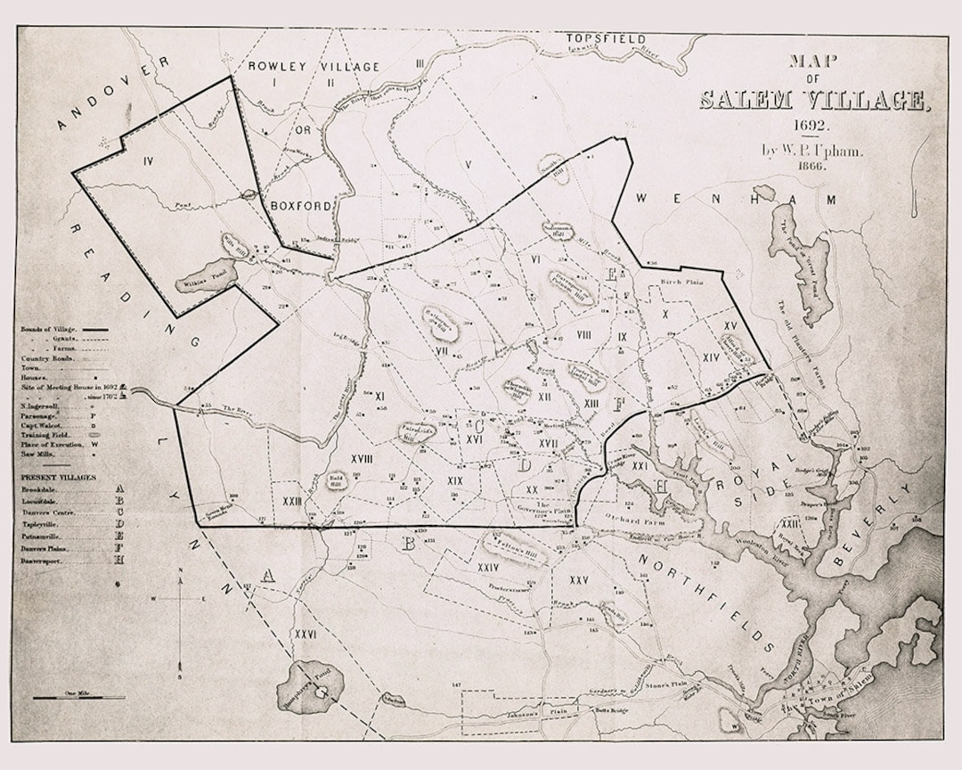 1692 Village Map of Salem Massachusetts
