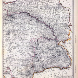 1832 Map of Austrian Dominions Galizia Eastern Hungary and Transylvania