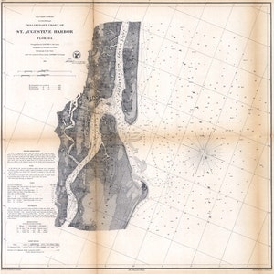 1862 Map of Saint Augustine Harbor Florida