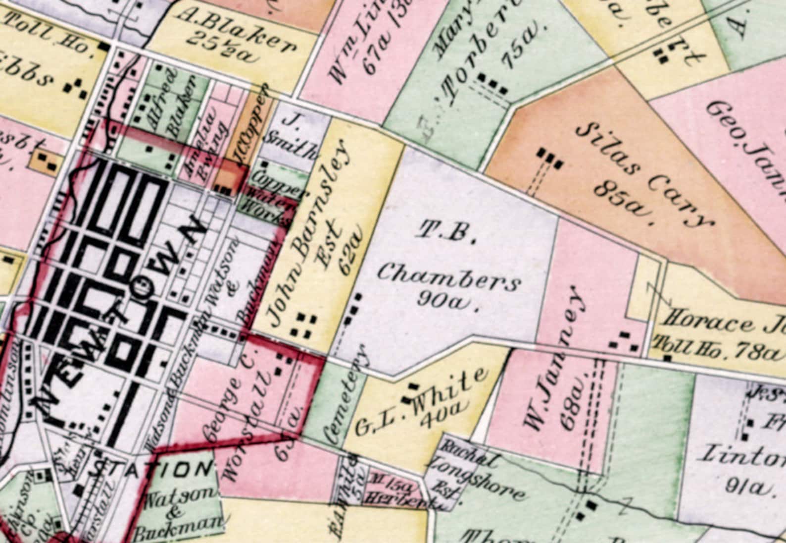 1891 Map of Newtown Township Bucks County Pennsylvania Etsy