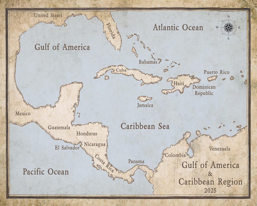 2025 Map Of The Gulf Of America And Caribbean Region Etsy Il 36xw 