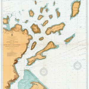 1909 Seekarte von Apostle Islands Lake Superior
