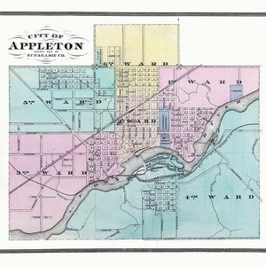 1878 Map of Appleton Outagamie County Wisconsin
