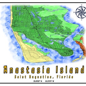 Anastasia Island Davis Shores Sint-Augustinus Beach Florida kaart