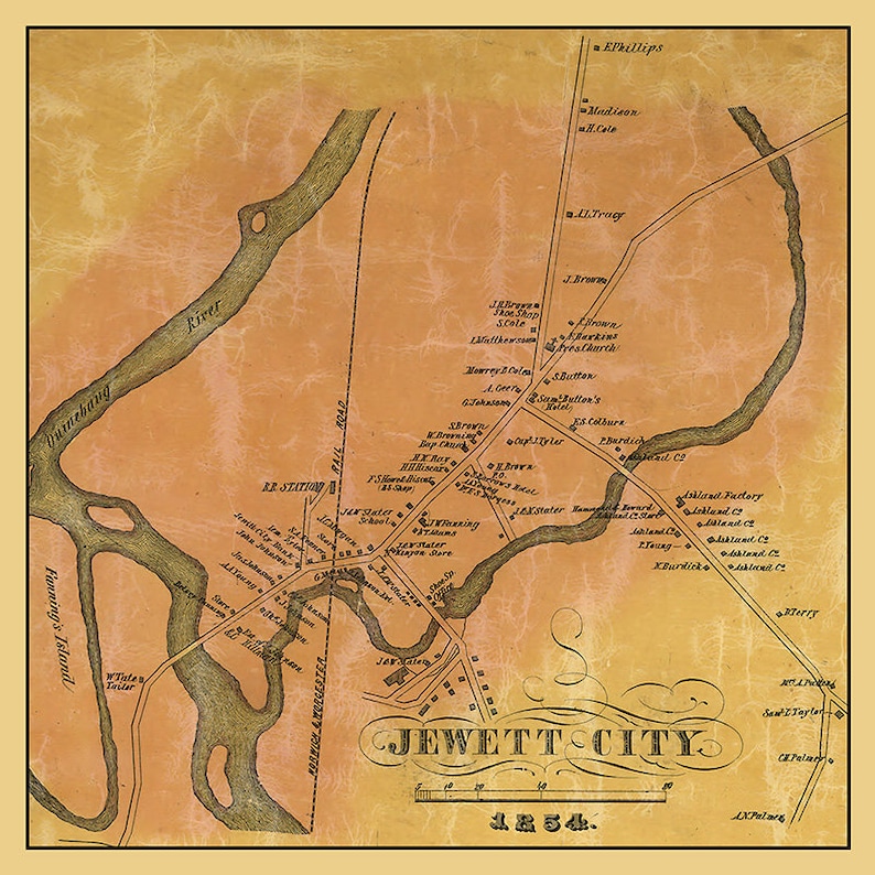 1854 Map of Jewett City Connecticut Etsy