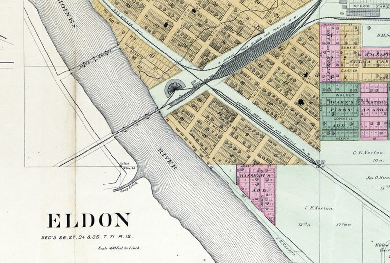 1893 Map of Wapello County Iowa Eldon Etsy