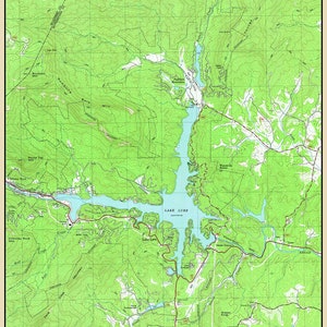 1982 : carte du lac Lure en Caroline du Nord Chimney Rock