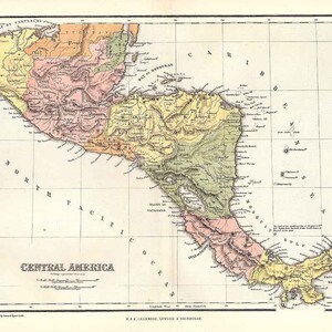 1874-Karte von Mittelamerika