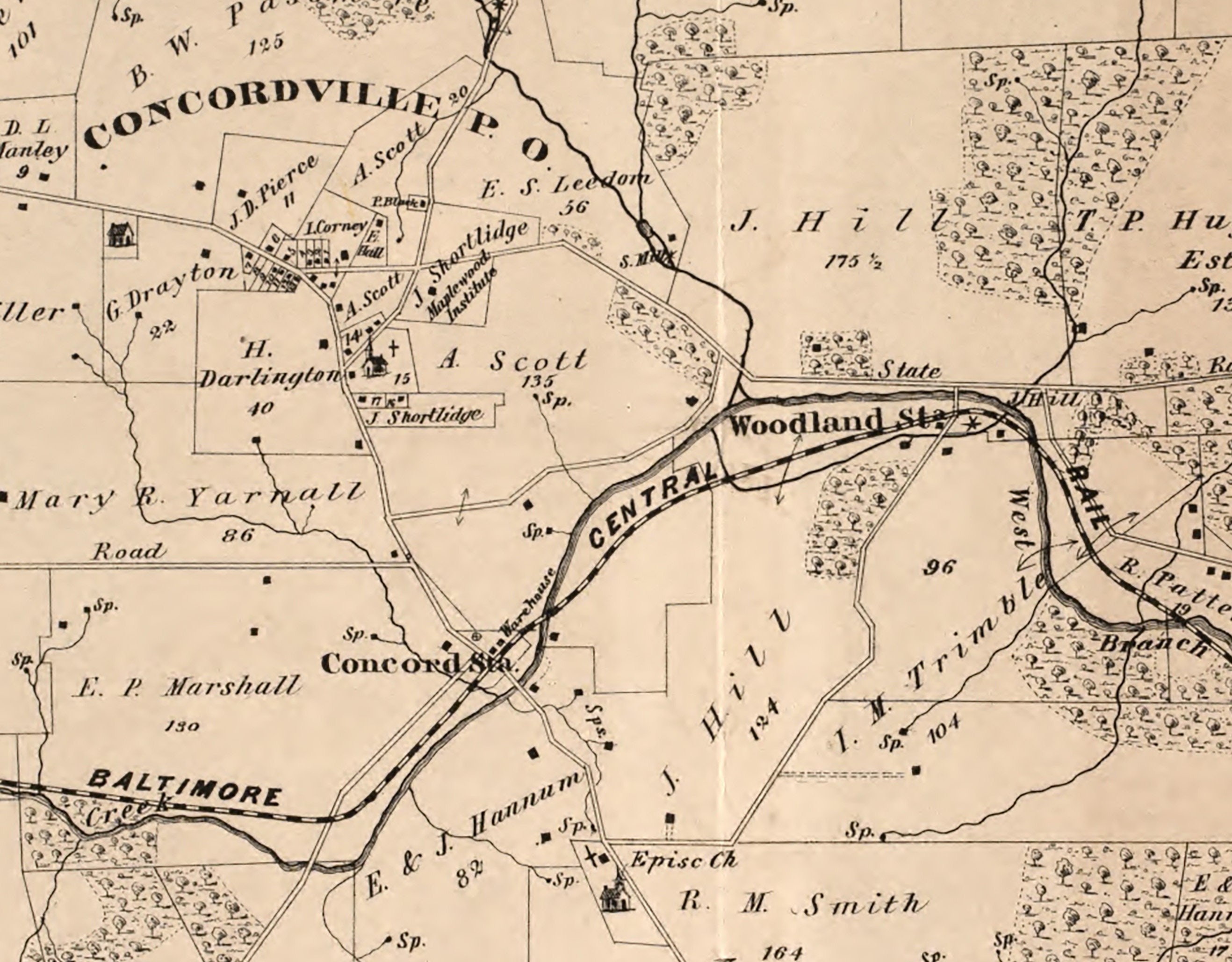1875 Map of Concord Township Delaware County Pennsylvania - Etsy, image size:2635x2057