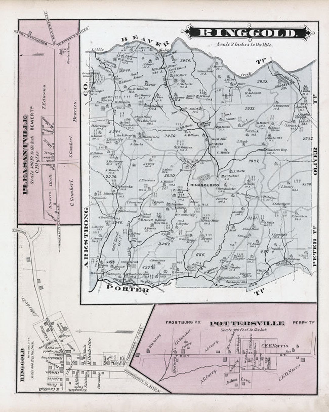1878 Map of Ringgold Township Jefferson County Pennsylvania Etsy