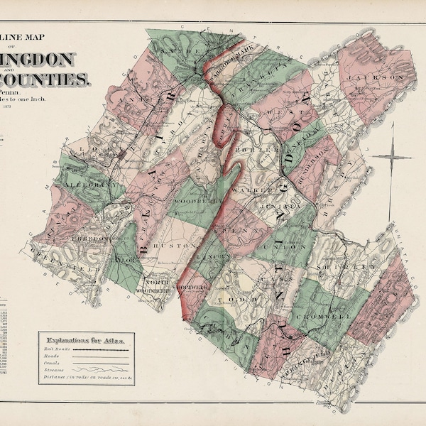 Blair County Pa Maps Etsy