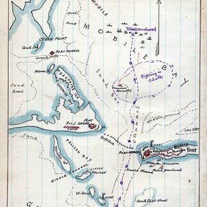 1864 Map of Entrance to Mobile Bay Gulf of Mexico