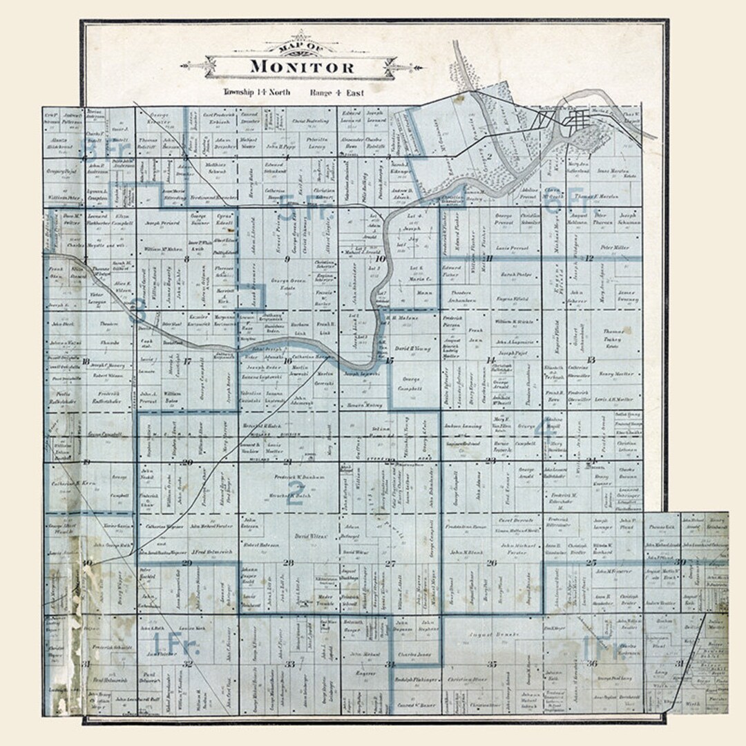 1896 Map of Monitor Township Bay County Michigan Etsy