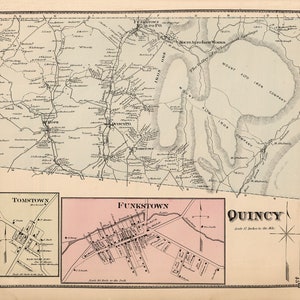 1868 Plan du canton de Quincy, comté de Franklin, Pennsylvanie
