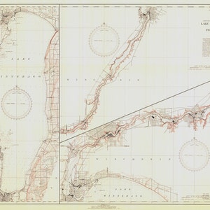 1939 Mapa náutico del lago Winnebago Wisconsin
