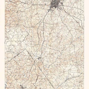 1905 Topo Map of Charlotte North Carolina Fort Mill Pineville