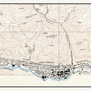 1906 Carte de l'Idaho Springs, comté de Clear Creek, Colorado