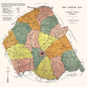 1901 Carte du comté de Wilkes, Géorgie