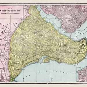 1900 Map of Constantinople Scutari The Golden Horn