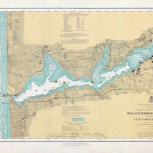 1908 Nautical Map of Holland Harbor & Black Lake Michigan