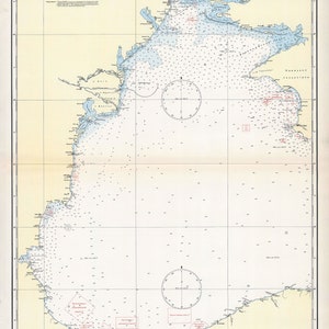 1964 Nautische Karte vom Schwarzen Meer Westteil der Ukraine