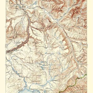 Carte topographique du canyon du Wyoming, forêt nationale de Shoshone, Yellowstone Lake, 1911
