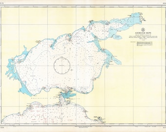 1964 Zeekaart van de Zee van Azov, Oekraïne, Rusland