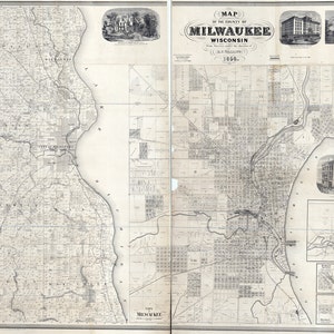 1858 Map of Milwaukee Wisconsin