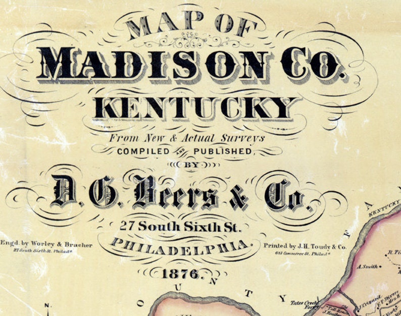 1876 Map of Madison County Kentucky Richmond Etsy