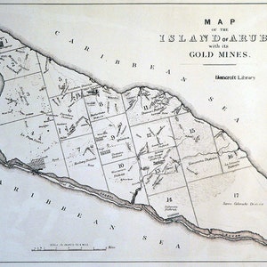 1885 Map of Aruba and its gold mines