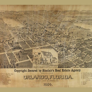 1884 Panorama-Karte von Florida-Orlando