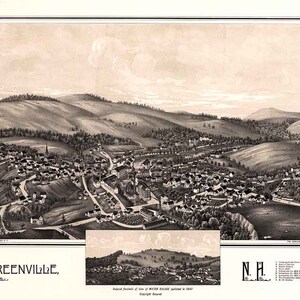 1886 Panorama-Karte von Greenville New Hampshire