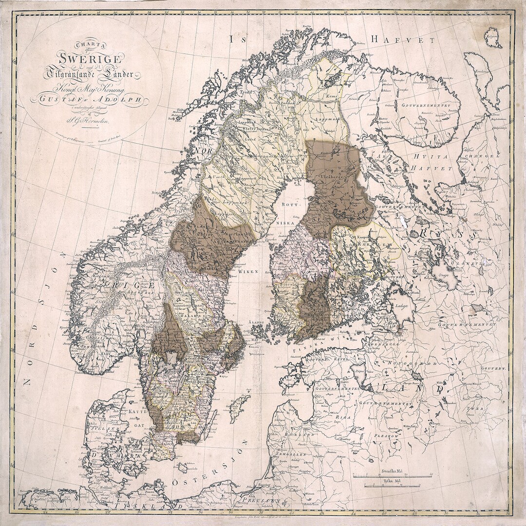 1797 Map of Sweden Etsy