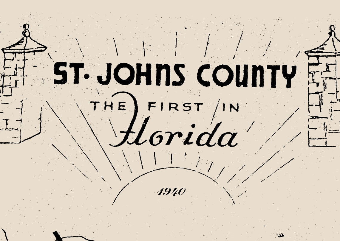 1940 Map of Saint Johns County Florida Etsy
