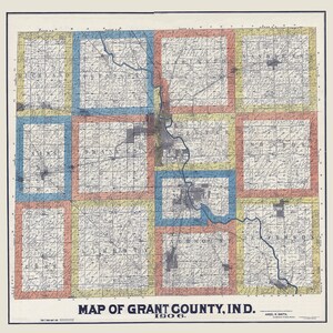 1906 Farm Line Map of Grant County Indiana