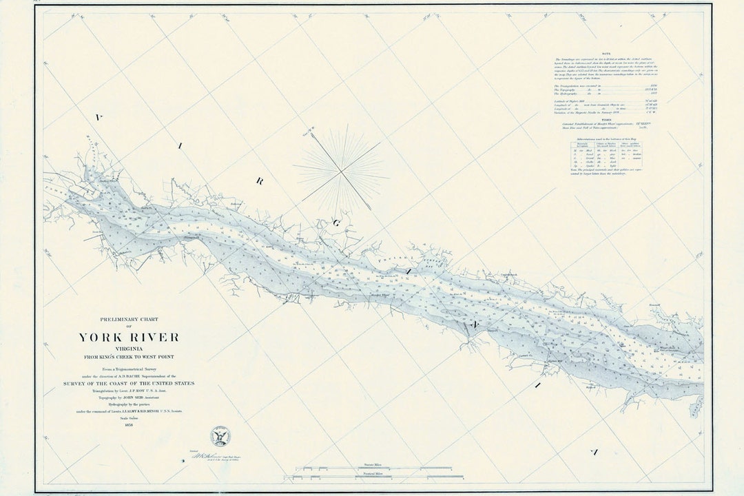 1858 Map of the York River Virginia Etsy
