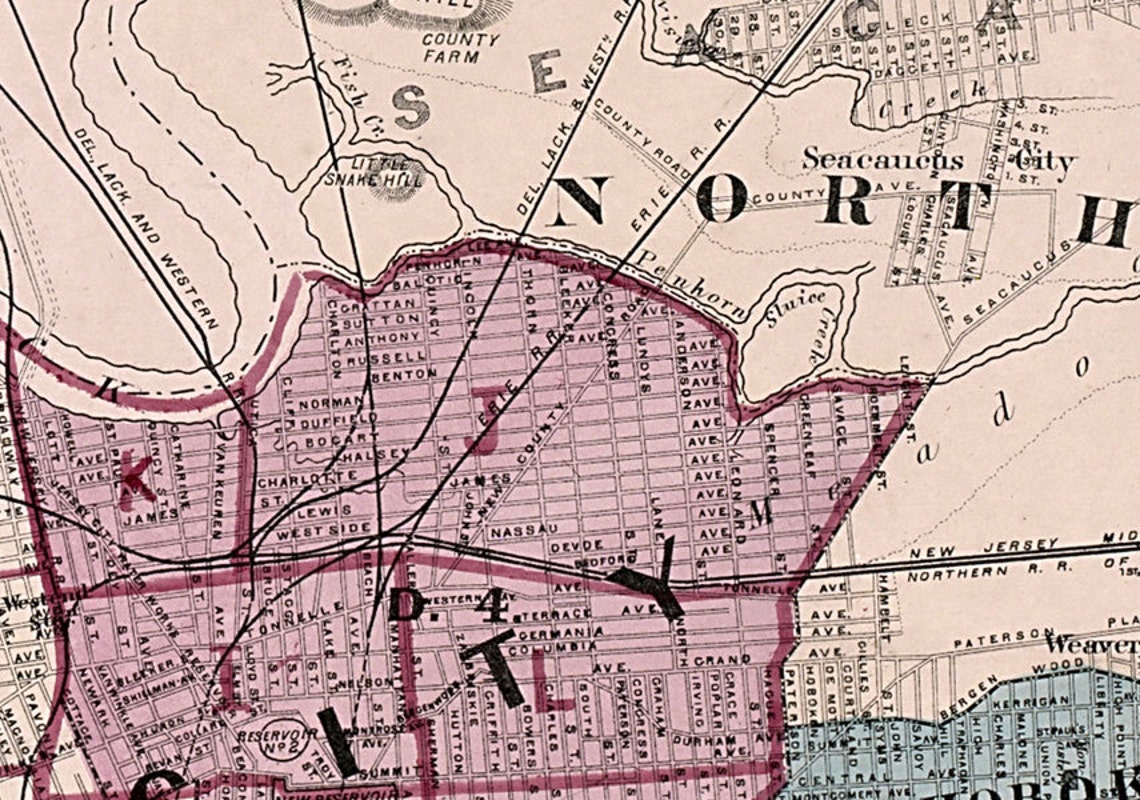 1873 Map of Hudson County New Jersey Etsy