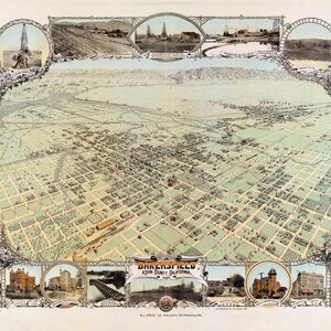 1901 Panorama-Karte von Bakersfield Kern County Kalifornien