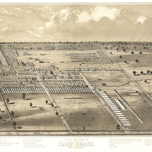 1860 Panorama-Karte von Camp Chase in der Nähe von Columbus Ohio