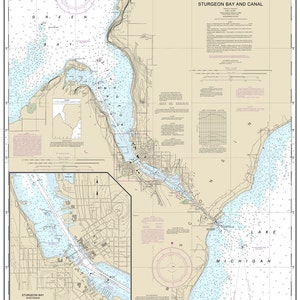 2015 Seekarte der Sturgeon Bay & des Kanals von Lake gariti