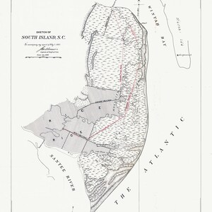 1882 Mappa dell'Isola del Sud, Carolina del Sud, Winyah Bay