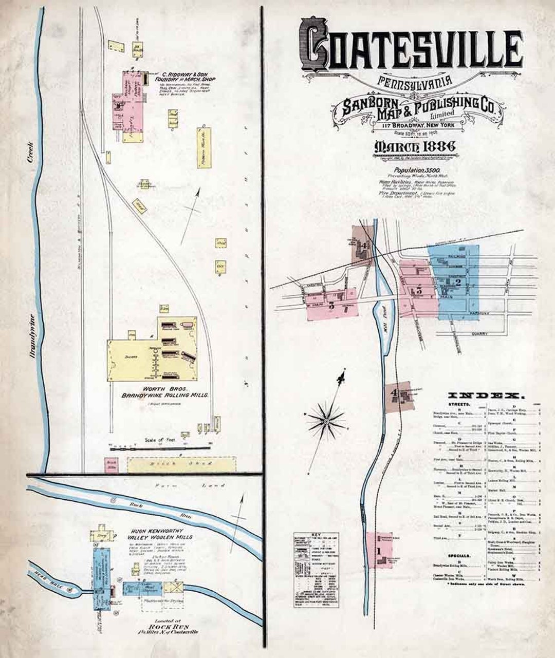 1886 Sanborn Map of Coatesville Chester County Pennsylvania - Etsy