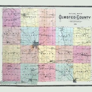 Carte 1896 du comté d'Olmsted, Minnesota