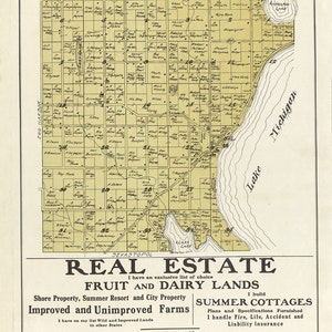 1914 Map of Jacksonport Township Door County Wisconsin