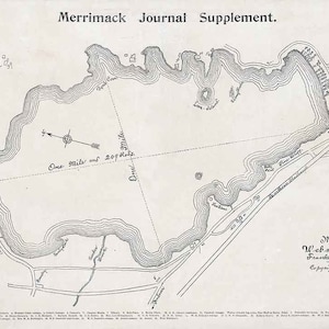 1890 Map of Webster Lake Franklin New Hampshire
