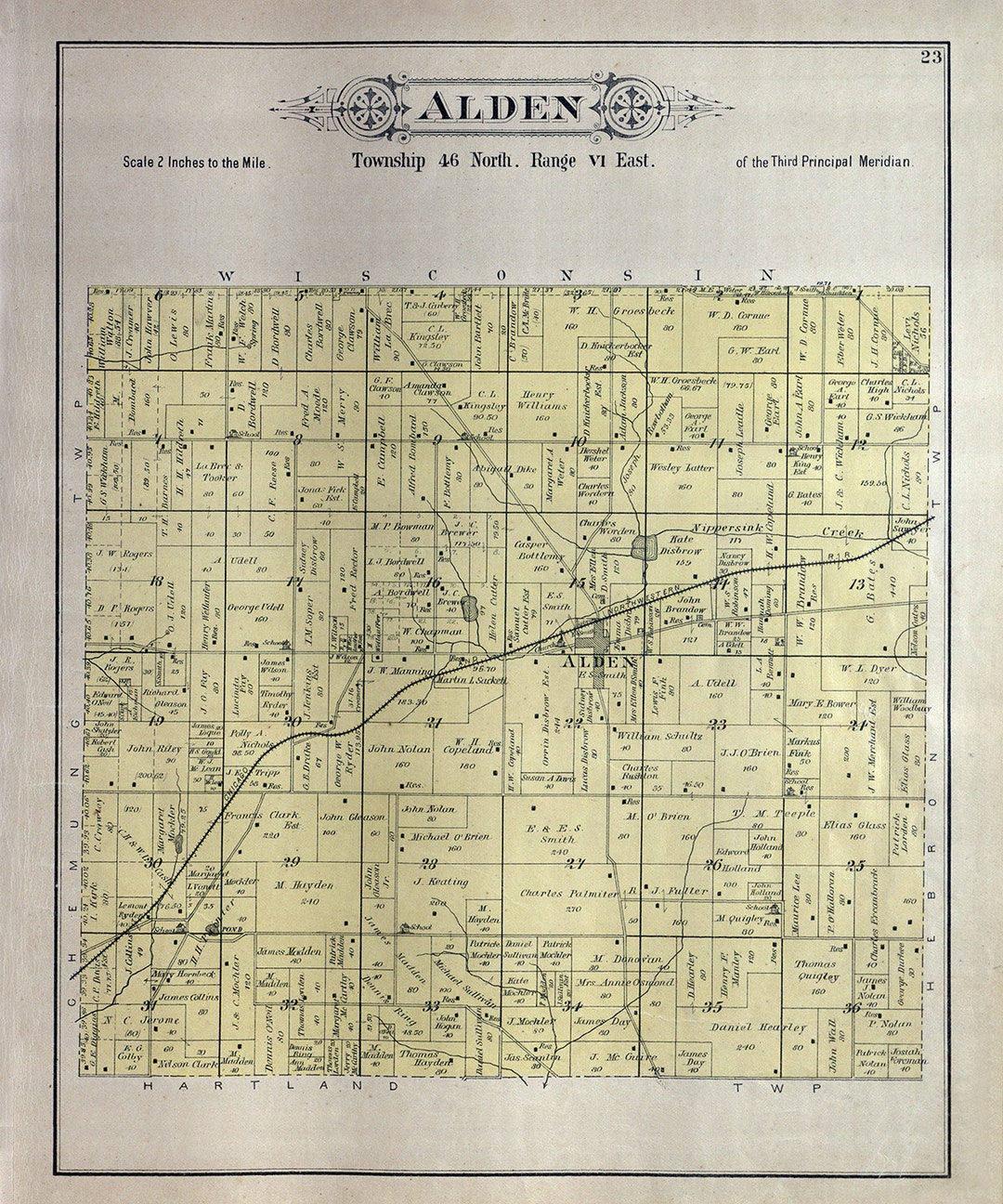 1892 Map of Alden Township Mchenry County Illinois Etsy
